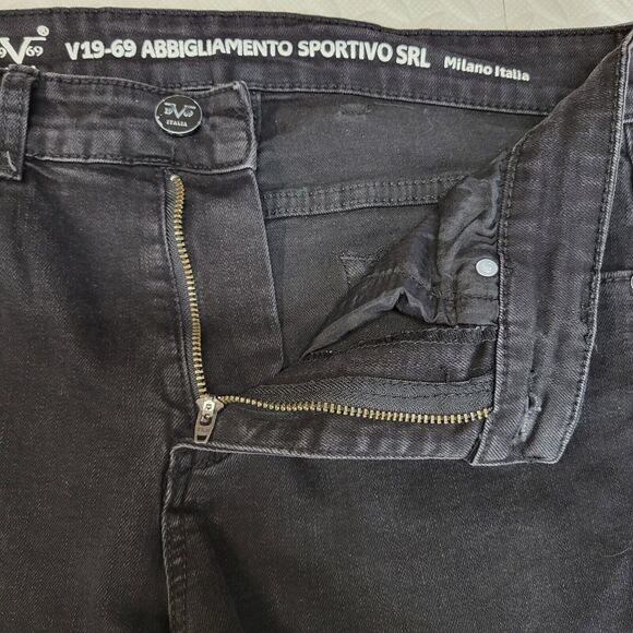 V1969 Vercase Moto Jeans Mens 28x30 Black Cargo Skinny Rock And Roll Emo Punk - Picture 11 of 15